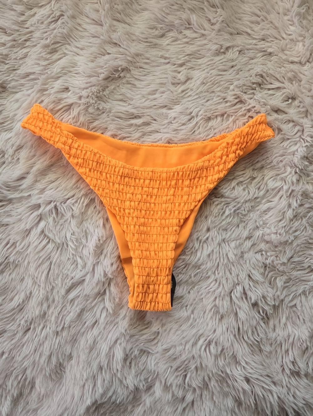 NEW Zaful Neon Orange Smocked Cheeky Bikini Bottoms